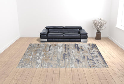 12 x 15 Tan Orange & Ivory Power Loom Distressed Rug