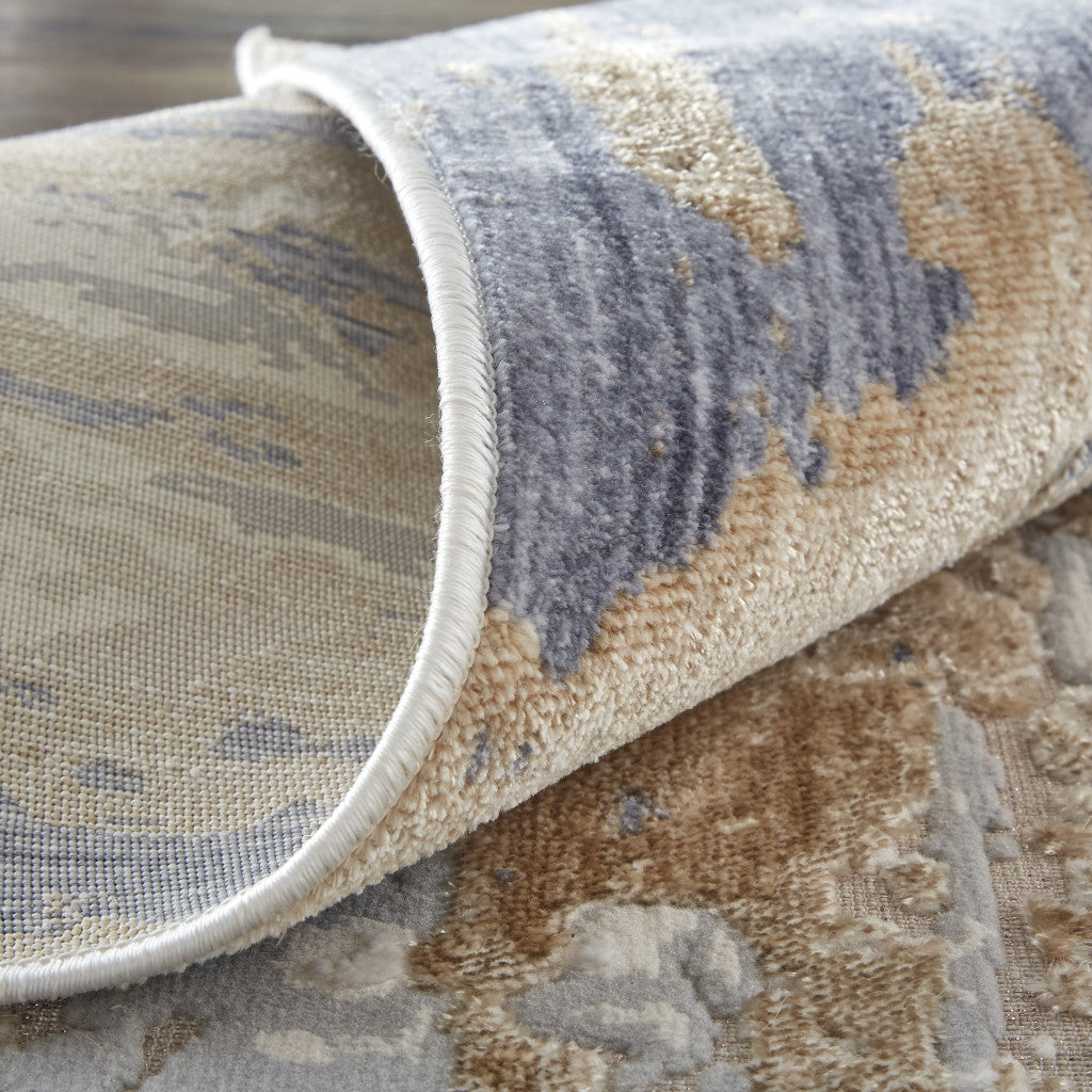 12 x 15 Tan Orange & Ivory Power Loom Distressed Rug