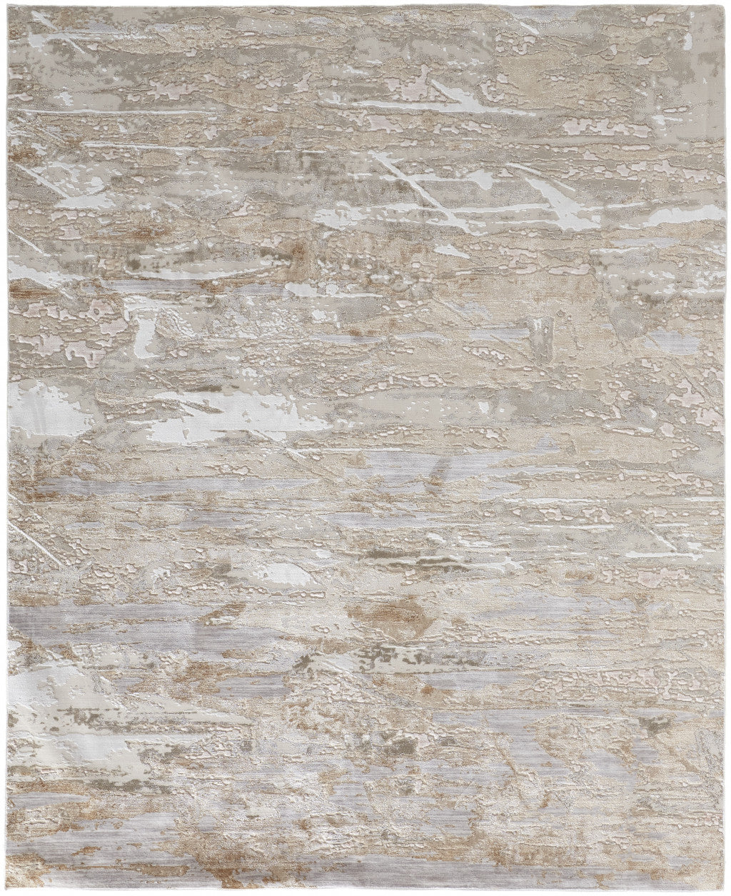 12 x 15 Tan & Ivory Power Loom Distressed Rug