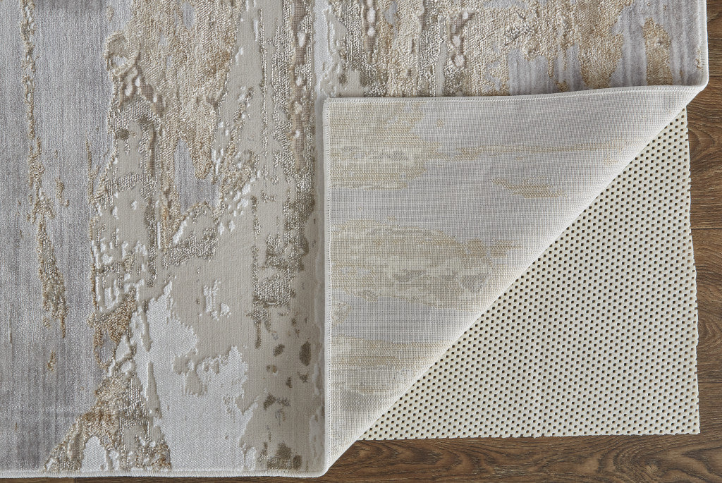 12 x 15 Tan & Ivory Power Loom Distressed Rug