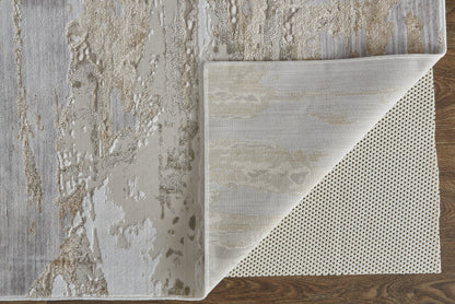 12 x 15 Tan & Ivory Power Loom Distressed Rug