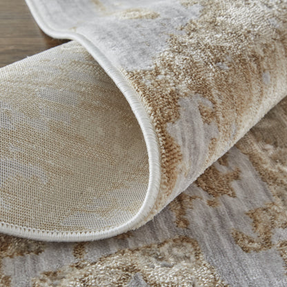 12 x 15 Tan & Ivory Power Loom Distressed Rug
