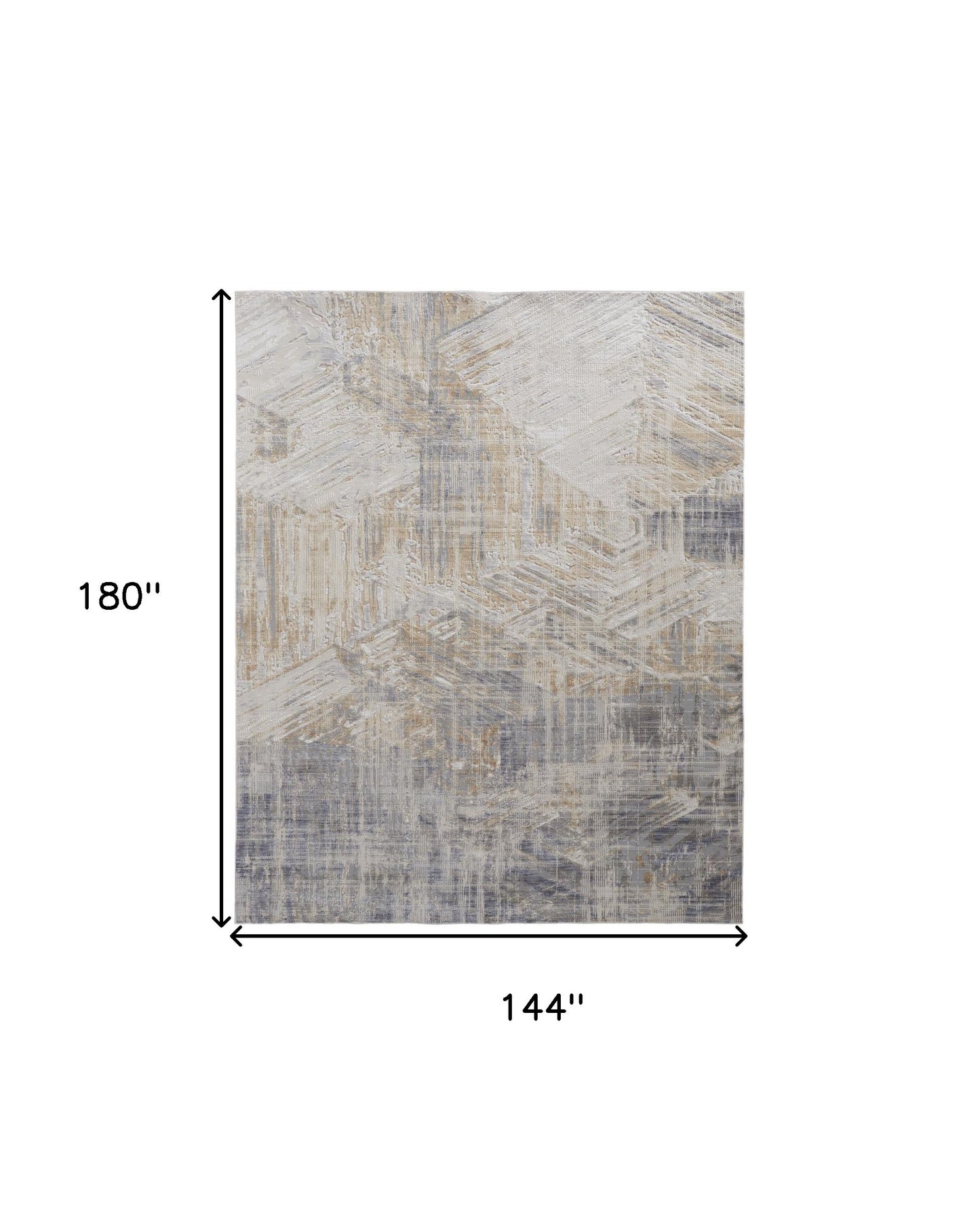 12 x 15 Tan Ivory & Gray Power Loom Distressed Rug