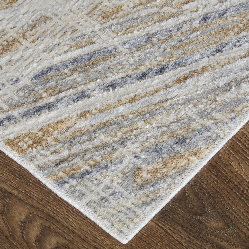 12 x 15 Tan Ivory & Gray Power Loom Distressed Rug