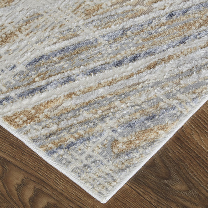 12 x 15 Tan Ivory & Gray Power Loom Distressed Rug