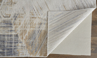 12 x 15 Tan Ivory & Gray Power Loom Distressed Rug