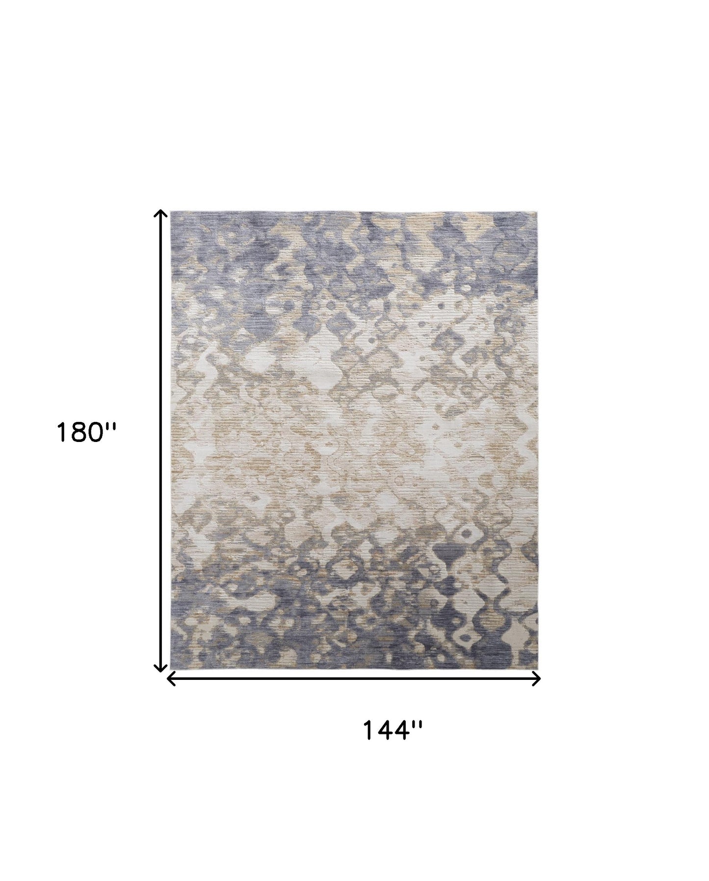 12 x 15 Tan Ivory & Blue Power Loom Distressed Rug