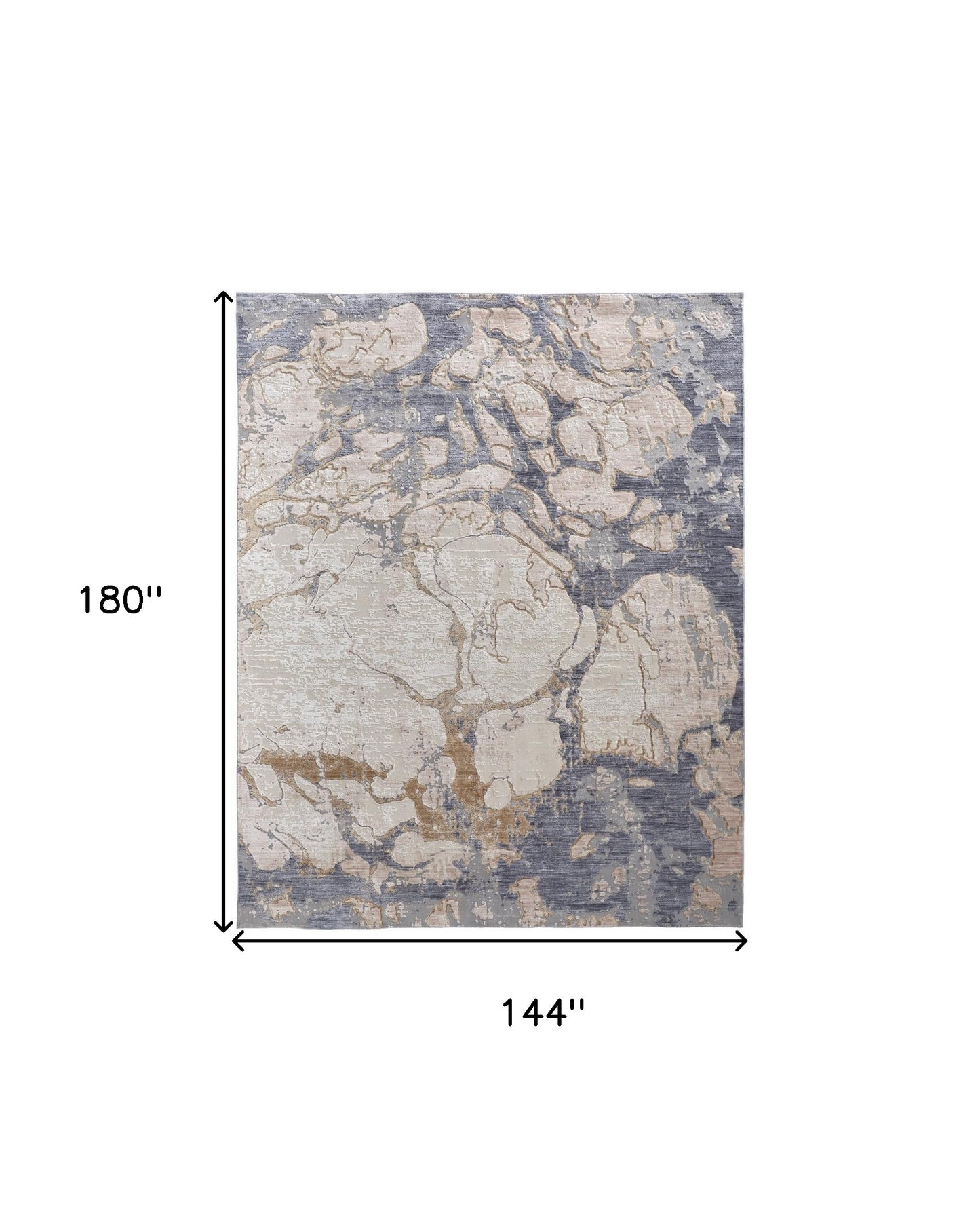 12 x 15 Tan & Blue Power Loom Distressed Rug