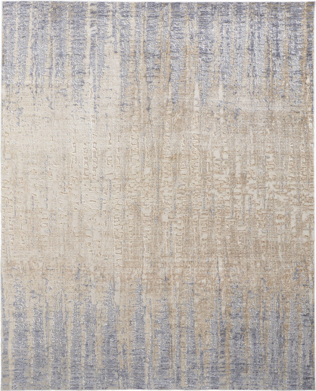 12 x 15 Tan Brown & Blue Power Loom Distressed Rug