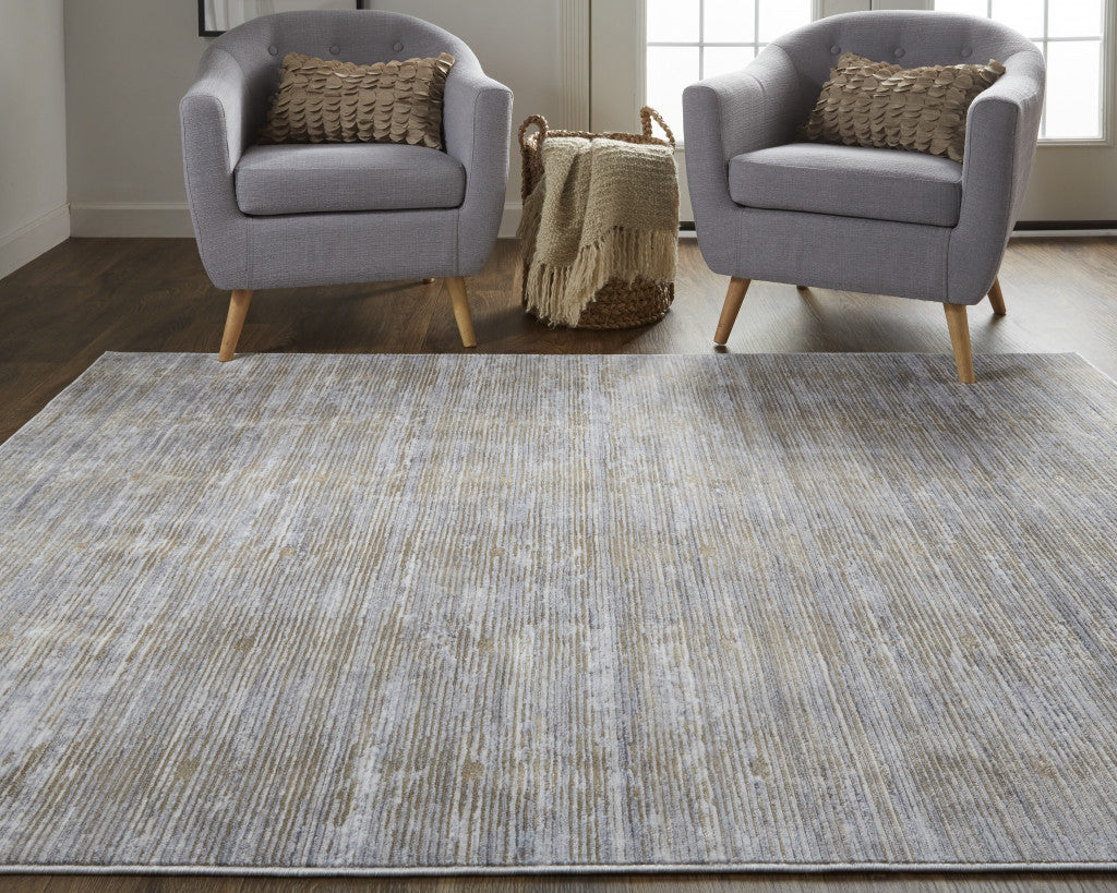 12 x 15 Taupe Silver & Tan Power Loom Rug
