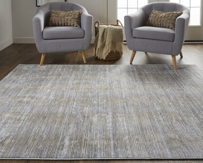 12 x 15 Taupe Silver & Tan Power Loom Rug