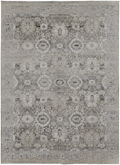 12 x 15 Gray & Silver Power Loom Distressed Rug