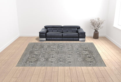 12 x 15 Gray & Silver Power Loom Distressed Rug