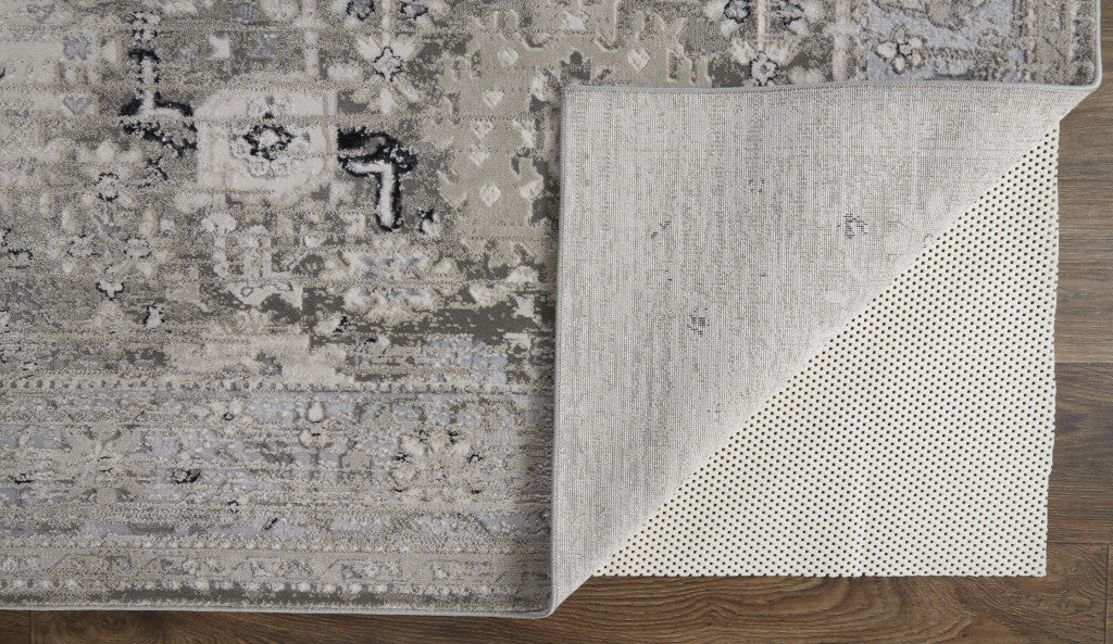 12 x 15 Gray & Silver Power Loom Distressed Rug
