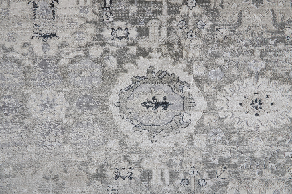 12 x 15 Gray & Silver Power Loom Distressed Rug
