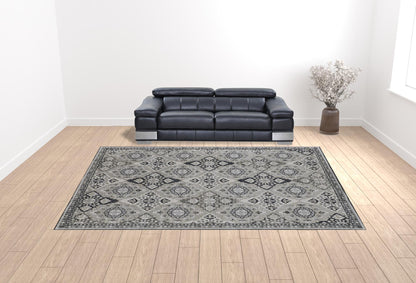 12 x 15 Gray & Black Floral Power Loom Rug