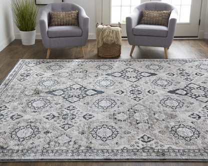 12 x 15 Gray & Black Floral Power Loom Rug