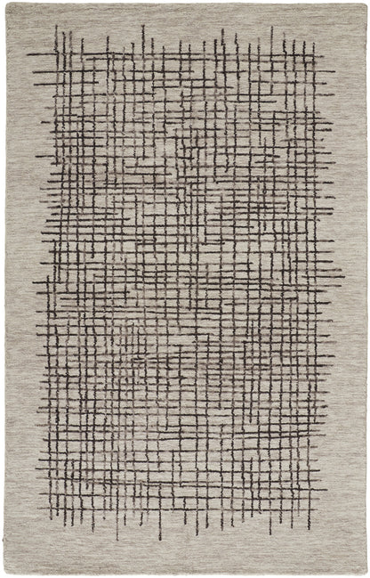 12 x 15 Tan & Brown Wool Plaid Tufted Handmade Rug