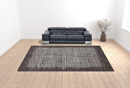 12 x 15 Brown & Ivory Wool Plaid Tufted Handmade Rug