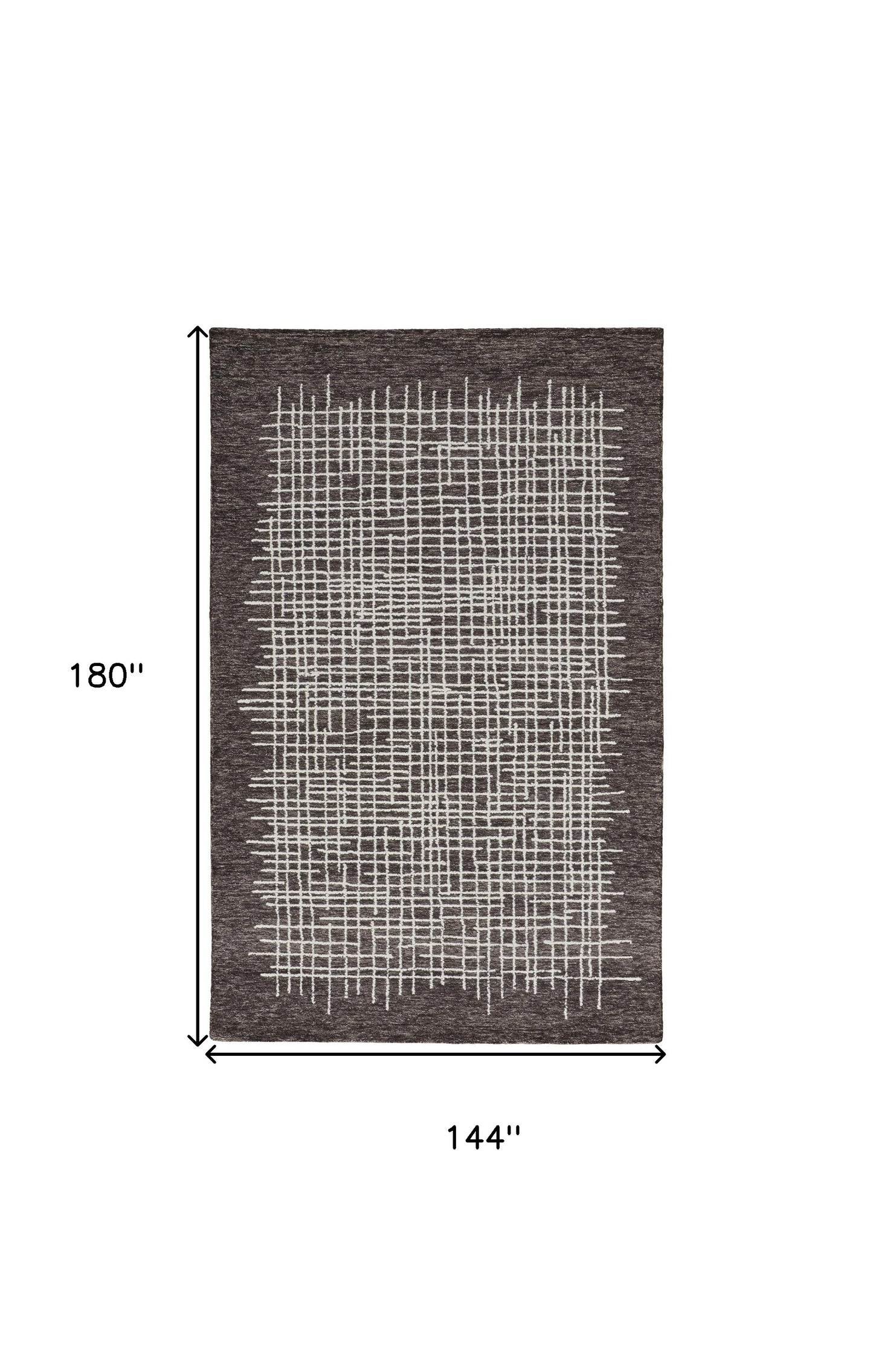12 x 15 Brown & Ivory Wool Plaid Tufted Handmade Rug