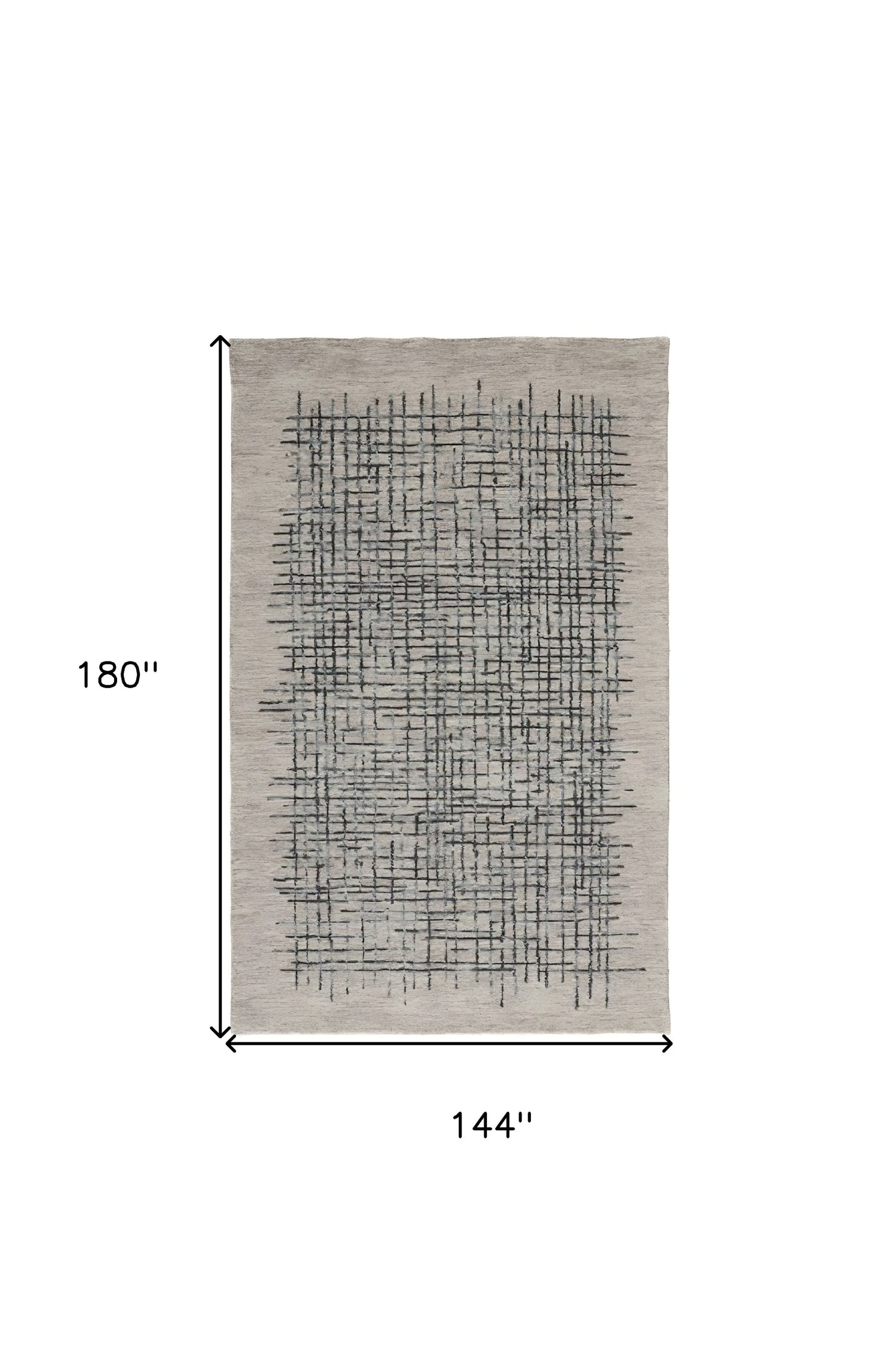 12 x 15 Gray Black & Tan Wool Plaid Tufted Handmade Rug