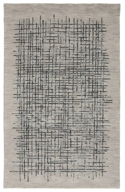 12 x 15 Gray Black & Tan Wool Plaid Tufted Handmade Rug