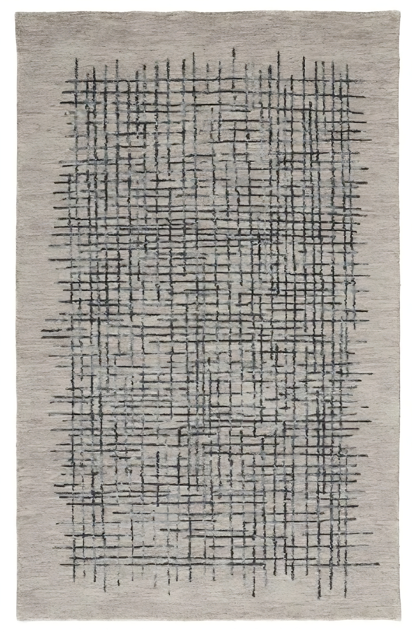 12 x 15 Gray Black & Tan Wool Plaid Tufted Handmade Rug