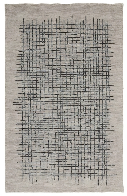 12 x 15 Gray Black & Tan Wool Plaid Tufted Handmade Rug