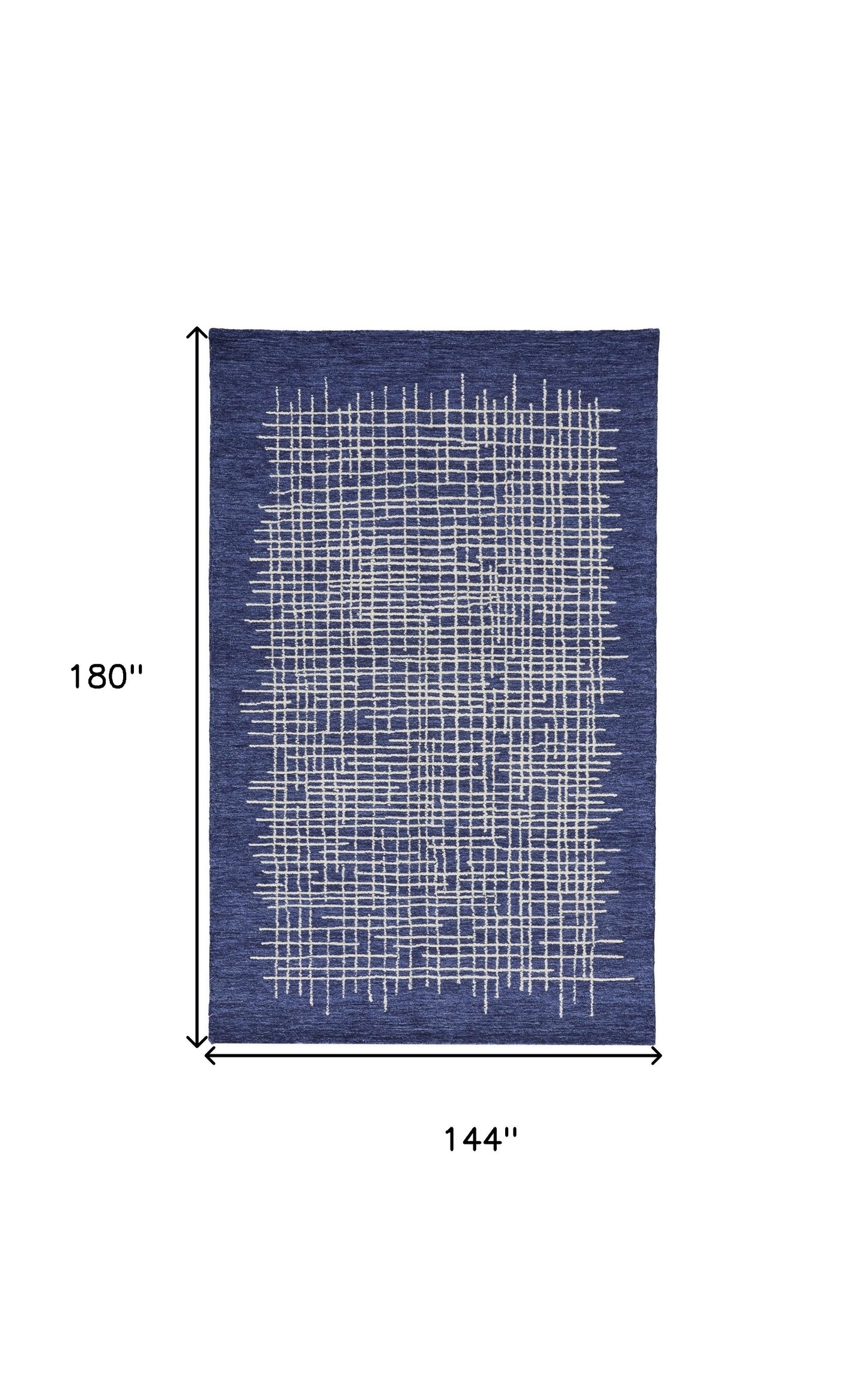 12 x 15 Blue & Ivory Wool Plaid Tufted Handmade Rug