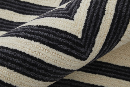 8 x 10 Gray & Black Wool Hand Tufted Rug