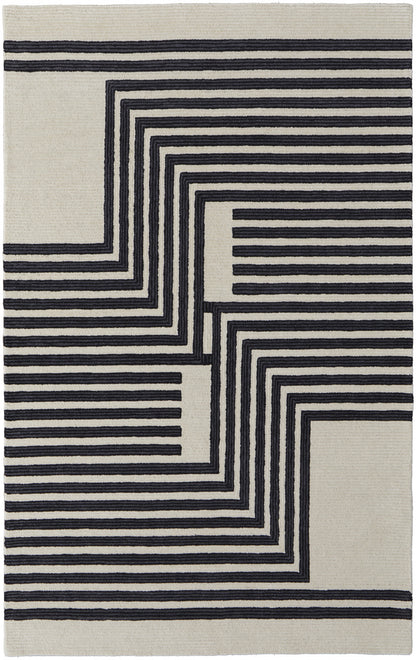 9 x 12 Gray & Black Wool Hand Tufted Rug