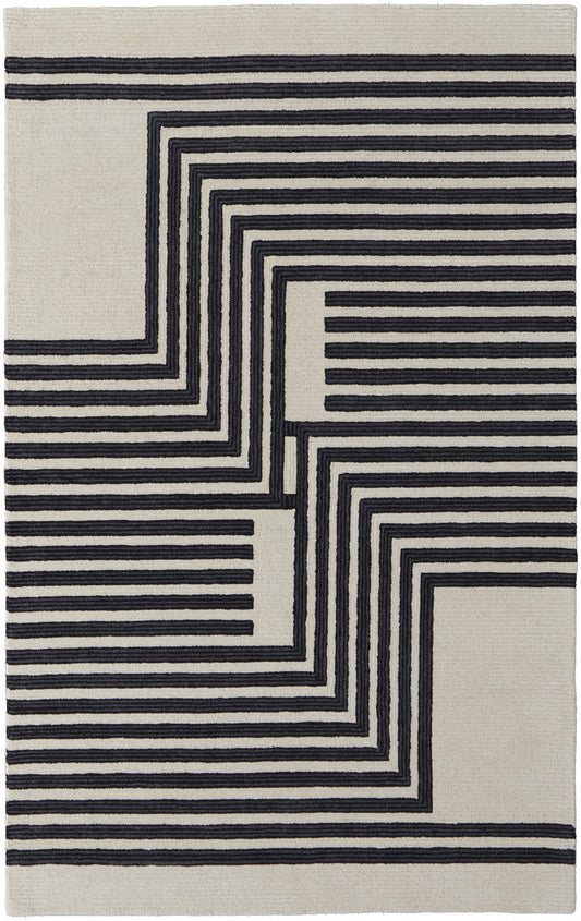 9 x 12 Gray & Black Wool Hand Tufted Rug
