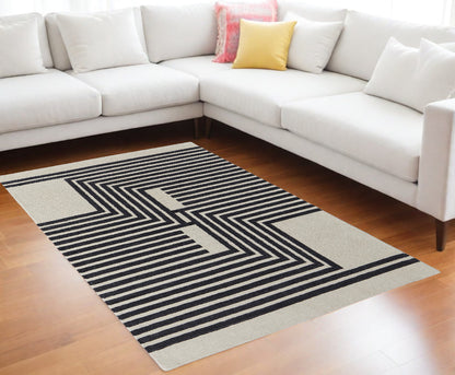9 x 12 Gray & Black Wool Hand Tufted Rug