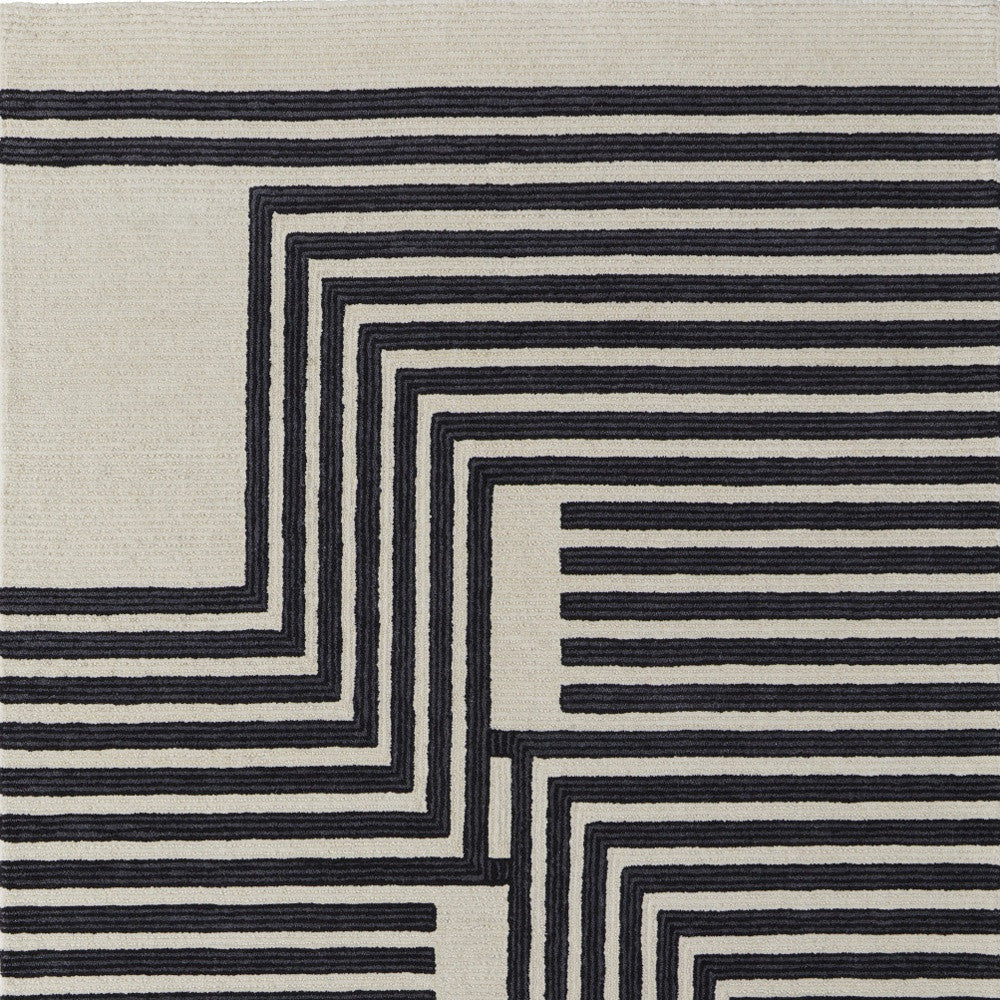 9 x 12 Gray & Black Wool Hand Tufted Rug