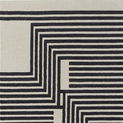 9 x 12 Gray & Black Wool Hand Tufted Rug
