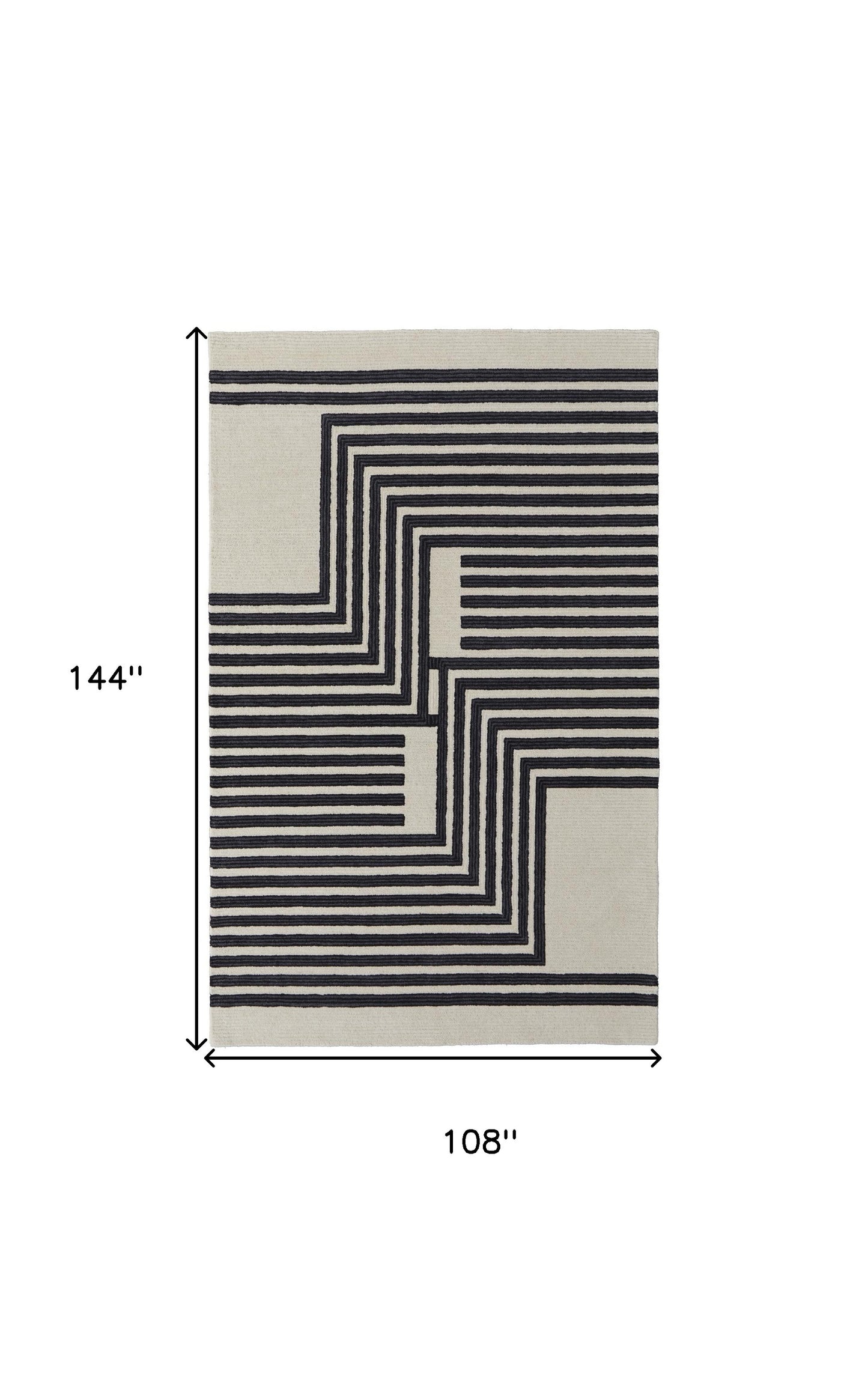 9 x 12 Gray & Black Wool Hand Tufted Rug