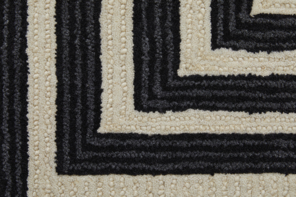 9 x 12 Gray & Black Wool Hand Tufted Rug