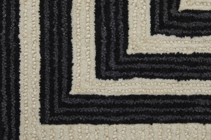 9 x 12 Gray & Black Wool Hand Tufted Rug