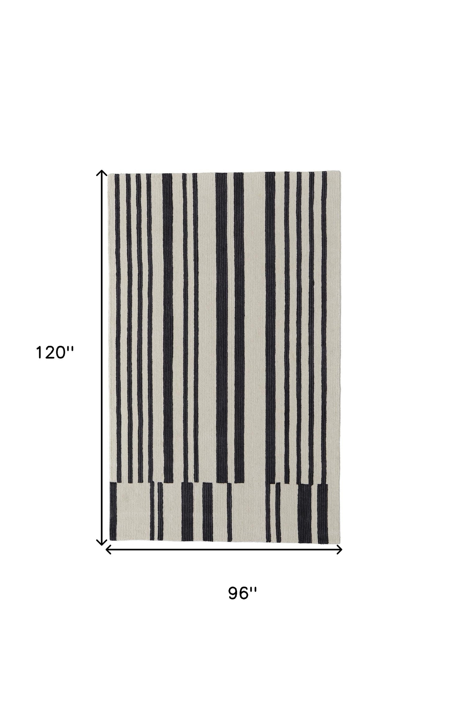 8 x 10 Ivory & Black Wool Hand Tufted Rug