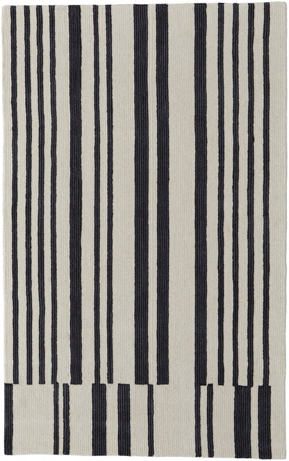 9 x 12 Ivory & Black Wool Hand Tufted Rug