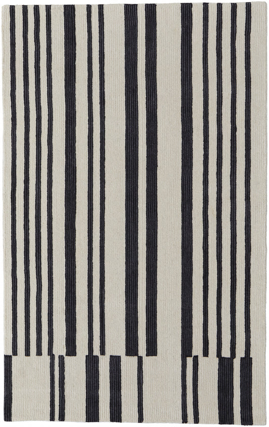 12 x 15 Ivory & Black Wool Tufted Handmade Rug