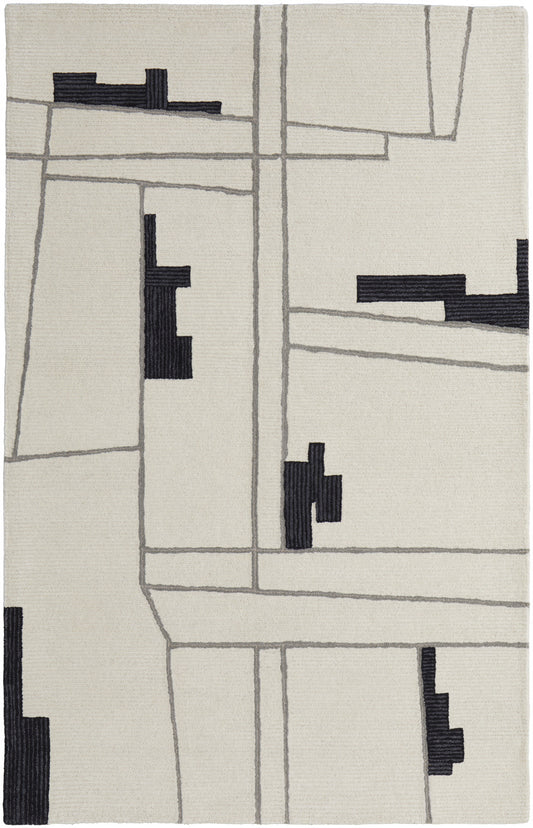 9 x 12 Gray & Ivory Wool Hand Tufted Rug