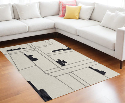 9 x 12 Gray & Ivory Wool Hand Tufted Rug