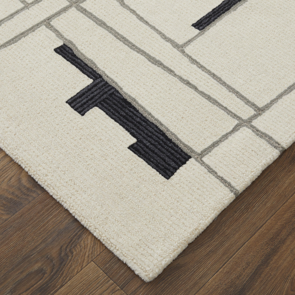 9 x 12 Gray & Ivory Wool Hand Tufted Rug