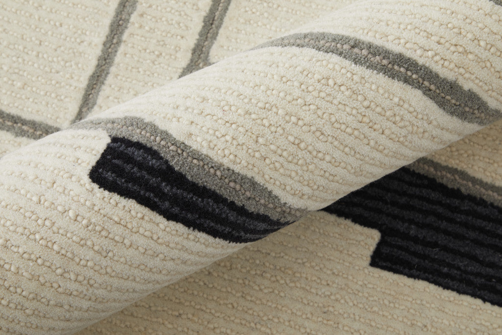 9 x 12 Gray & Ivory Wool Hand Tufted Rug