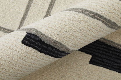9 x 12 Gray & Ivory Wool Hand Tufted Rug