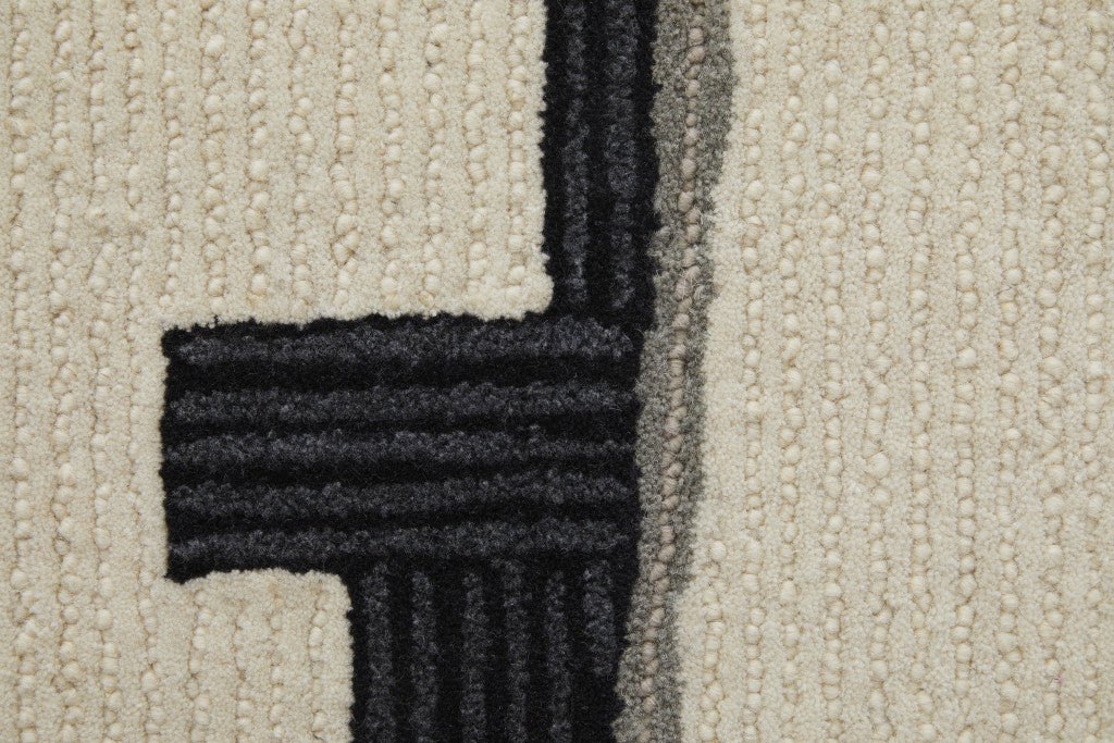 9 x 12 Gray & Ivory Wool Hand Tufted Rug