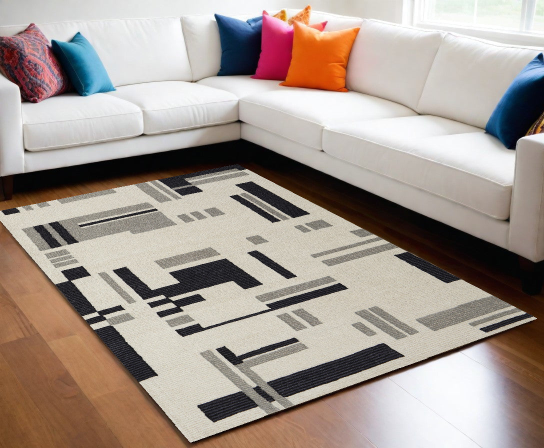 9 x 12 Ivory Wool Hand Tufted Rug