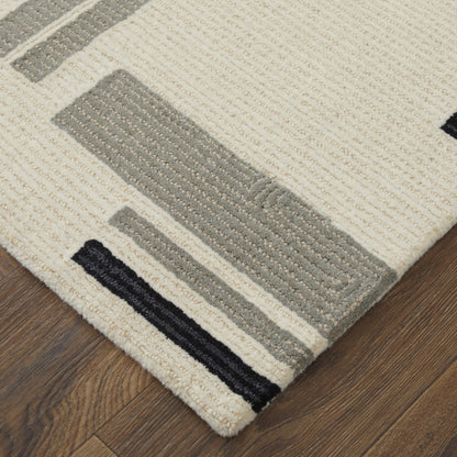 9 x 12 Ivory Wool Hand Tufted Rug