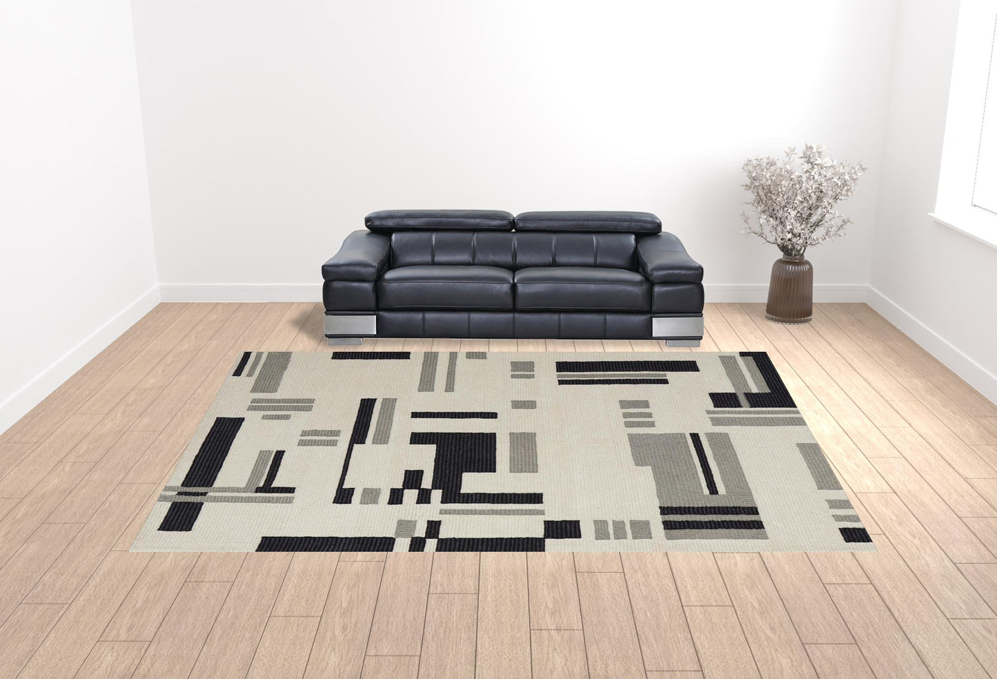12 x 15 Ivory & Taupe Wool Tufted Handmade Rug
